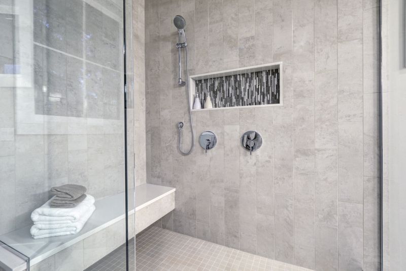 Modern Shower with Stone Accents
